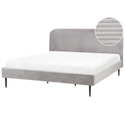 Letto grigio chiaro velluto a coste testiera con rete a doghe 180 x 200 cm design minimalista