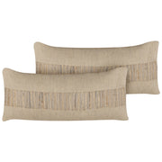 Set di 2 cuscini in iuta con imbottitura sfoderabile e nappe decorative a tinta unita beige 30 x 70 cm decorativi boho