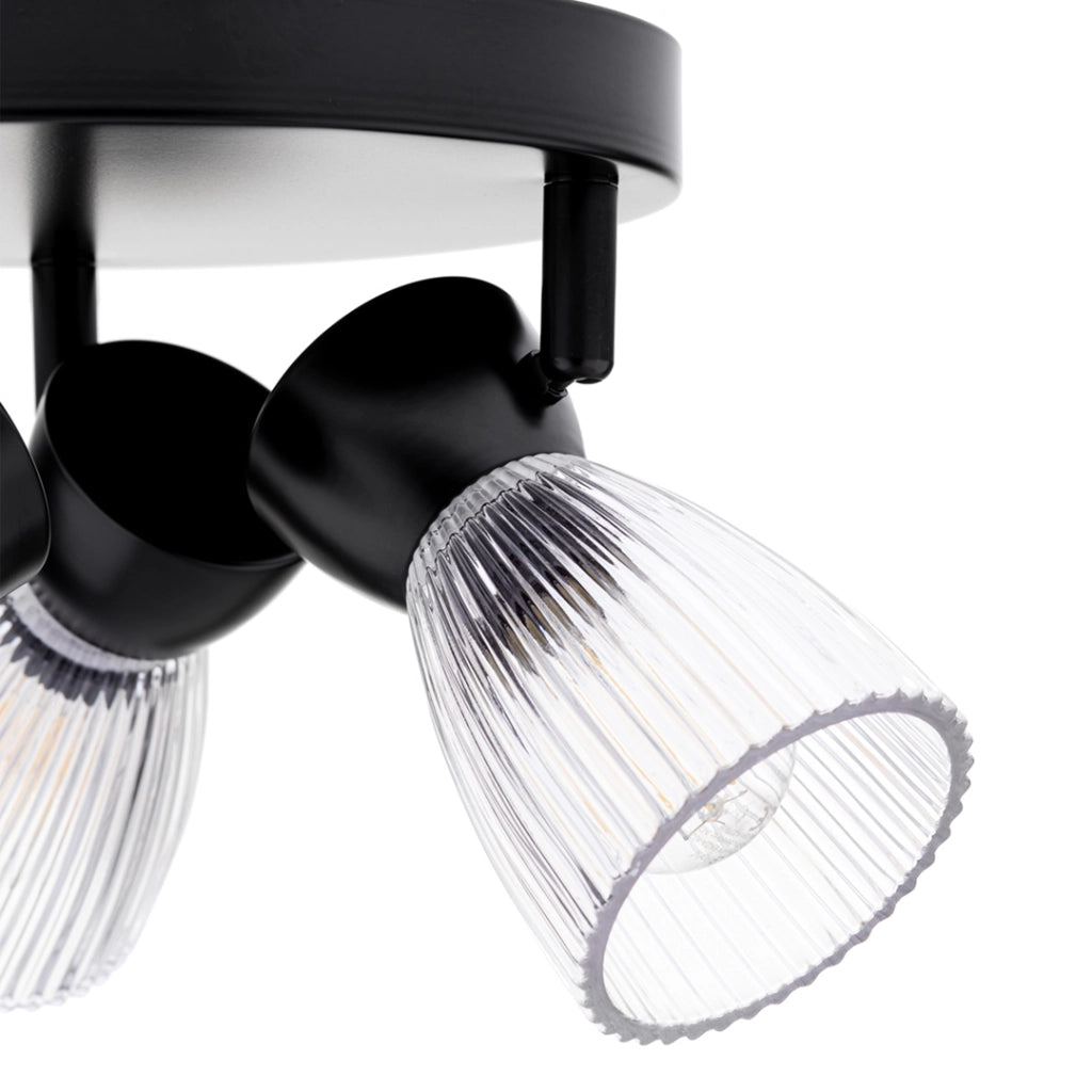 Plafoniera Milagro Best nera 3 vetri E14 40W Ø20cm