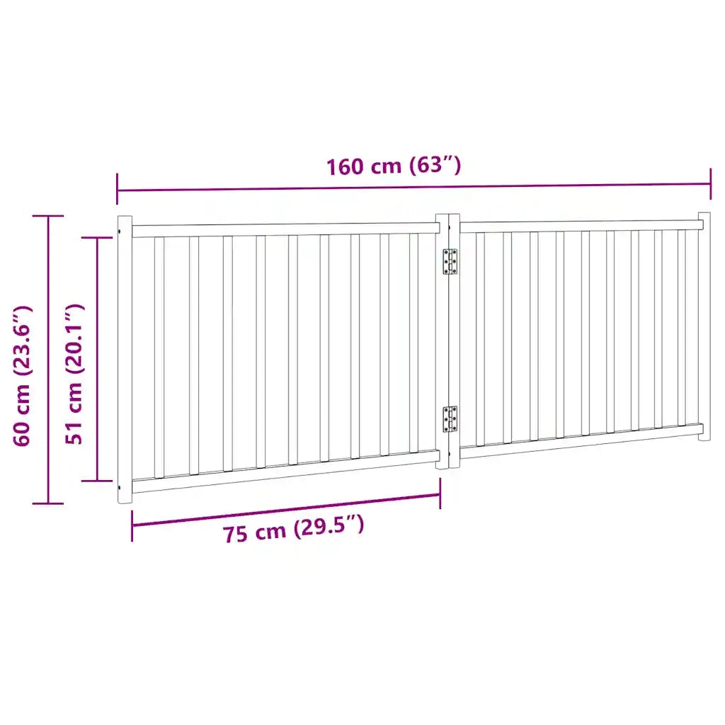 Cancello per Cani Pieghevole 2 Pannelli 160 cm Massello Abete CFW7254252
