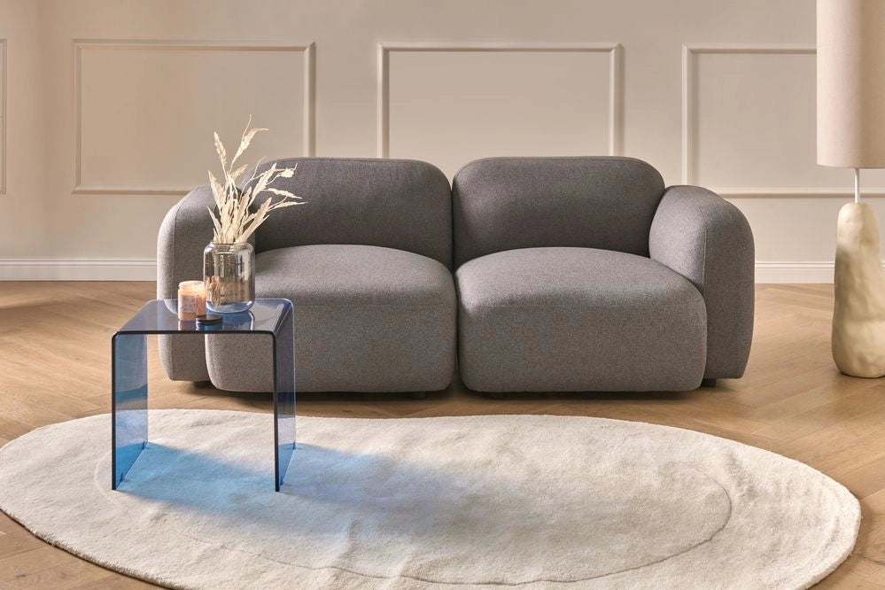 Divano a 3 posti Schienale e coprigambe anteriori imbottiti Boucle Tessuto Grigio scuro stile scandinavo