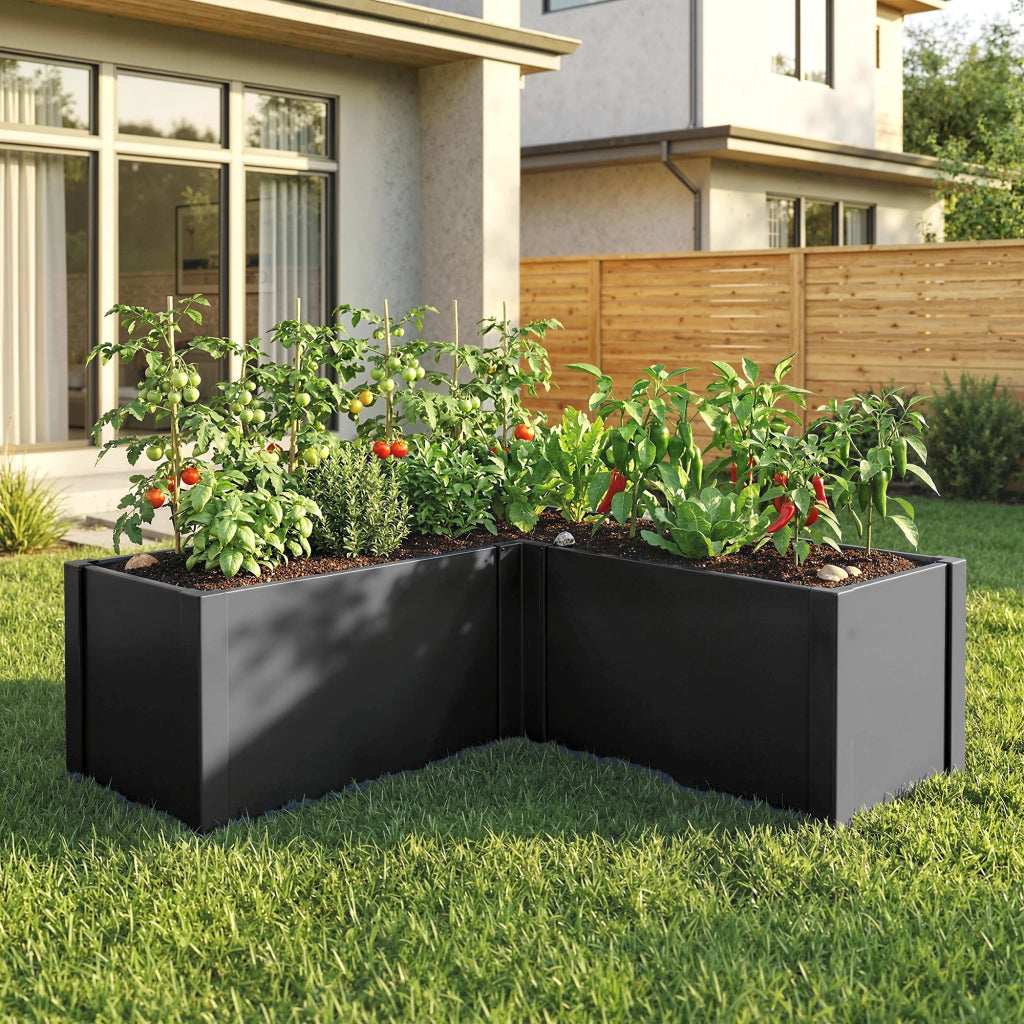 Letto da giardino in metallo ¨C Zephmum ¨C Grigio antracite 150x150x55 cm