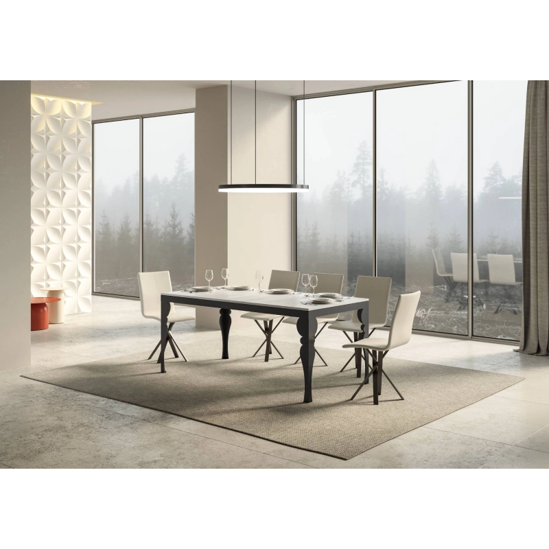Tavolo allungabile 90x180/440 cm Paxon Evolution telaio Antracite - Bianco Frassino