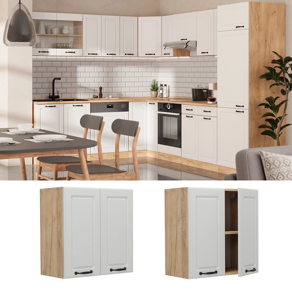 Pensile da cucina R-Line Bianco rustico/Rovere dorato 60 cm Vicco