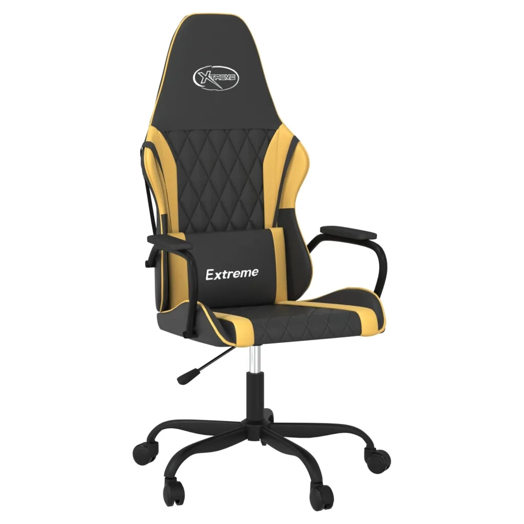 Sedia da Gaming | Sedia da e-sports Massaggiante Nero e Oro in Similpelle
