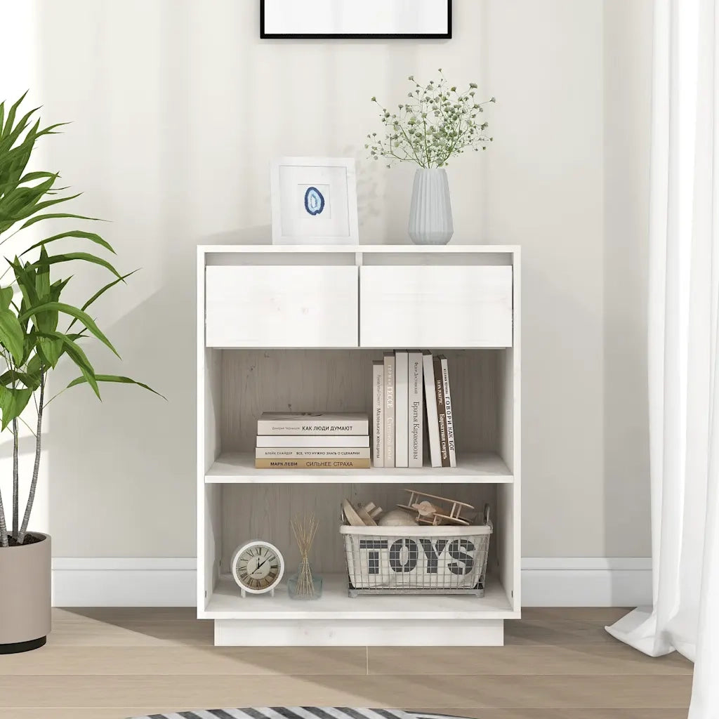 Mobile Consolle | Tavolo d'Ingresso Bianco 60x34x75 cm in Legno Massello di Pino