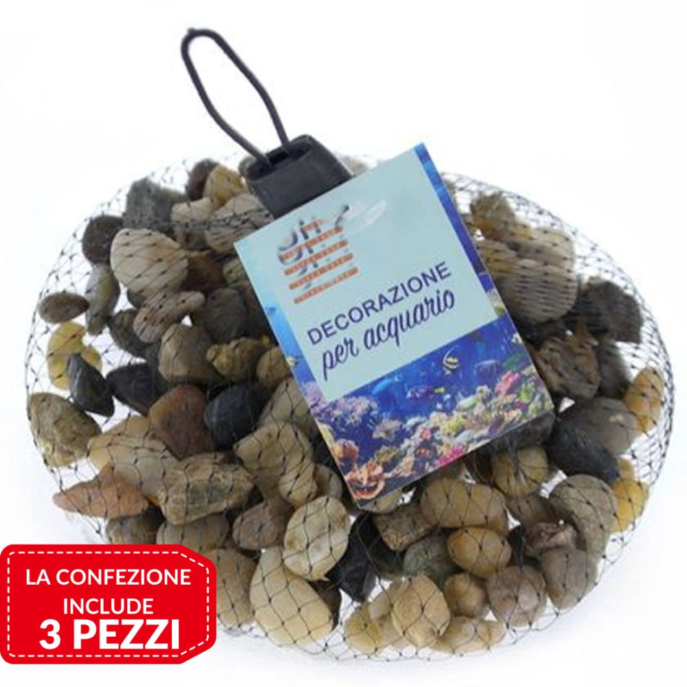 Trade Shop - 3pz Pietre Decorative Acquario Decorazione Sassi Piante Vasi 300gr 0.5x0.8 Cm -