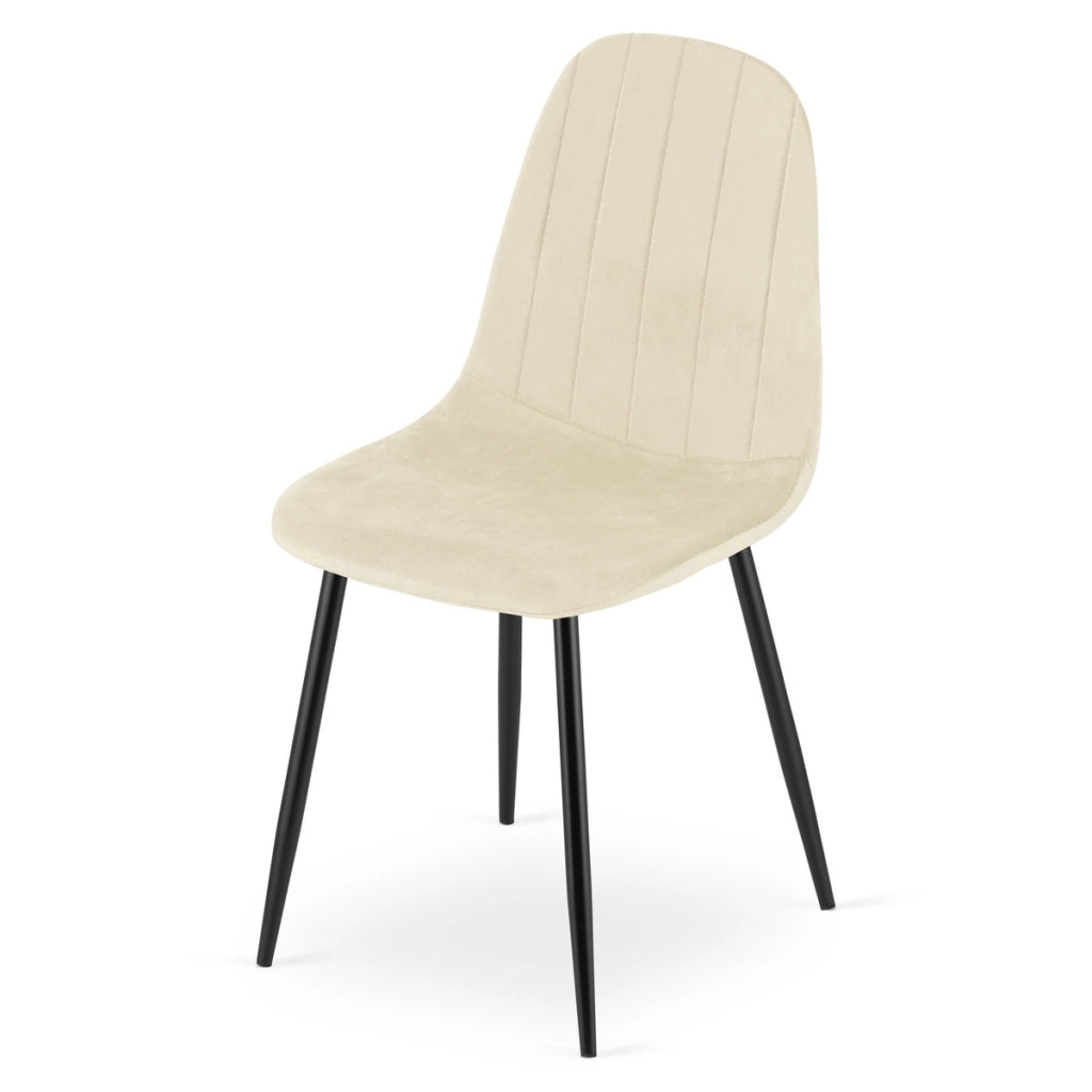 Sedia Padva in velluto beige chiaro con gambe nere