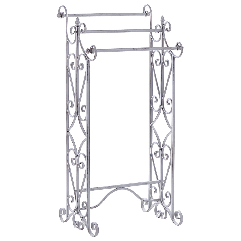 Portasciugamani bianco volutamente afflitto dall'aspetto antico autoportante rack bagno classico vintage