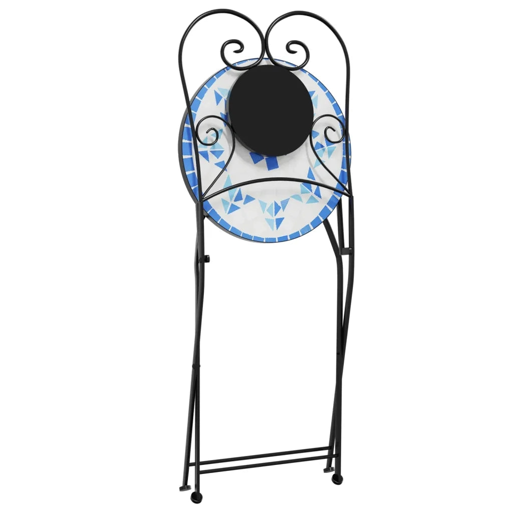 Sedie da Bistr¨° Pieghevoli 2 pz | Sedie da Esterno Blu e Bianco in Ceramica