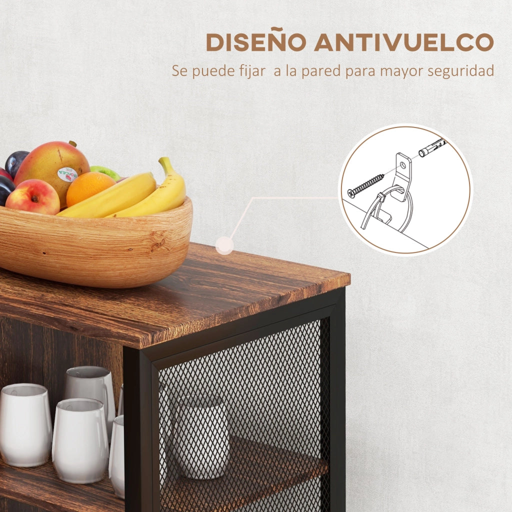 Credenza Rustica con Ripiani Aperti ¨C zephmum ¨C 120x40x76 cm Marrone