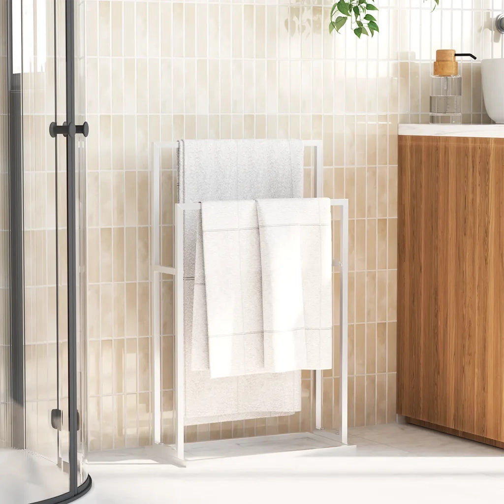 Portasciugamani Autoportante Bianco 48x24x78,5 cm in Ferro 343088