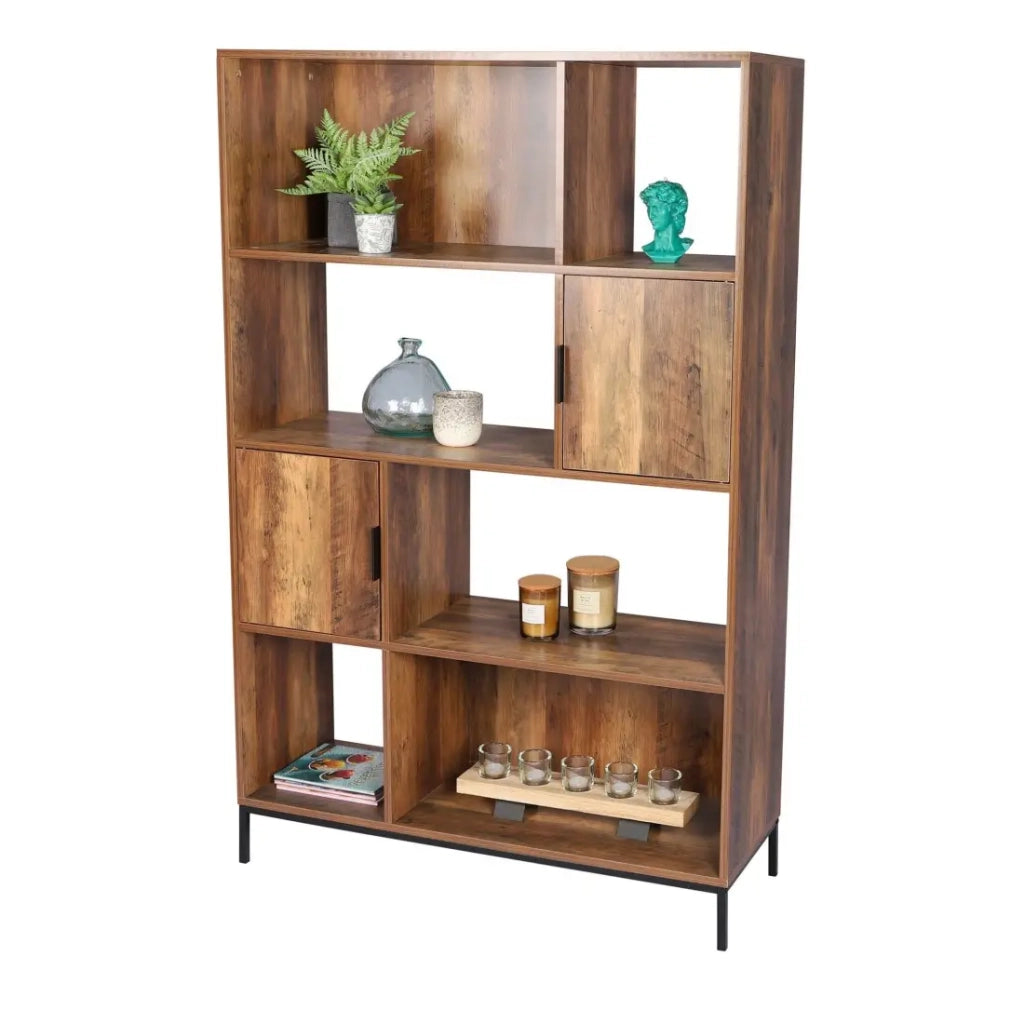 Libreria in legno con struttura in metallo collezione JAYCE - Dimensioni 100x35x156 cm