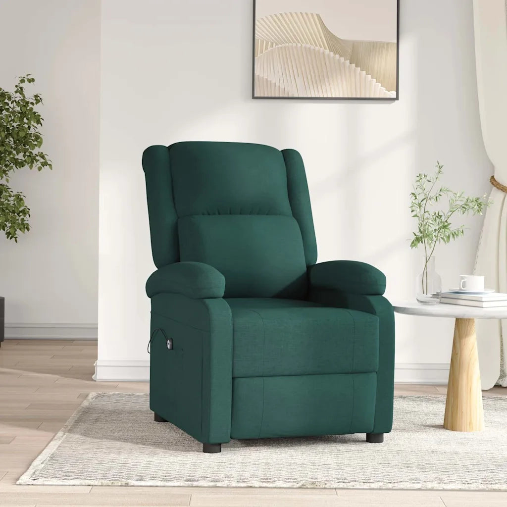 Poltrona Elettrica Reclinabile-Divano Sedia Verde Scuro in Tessuto 217705
