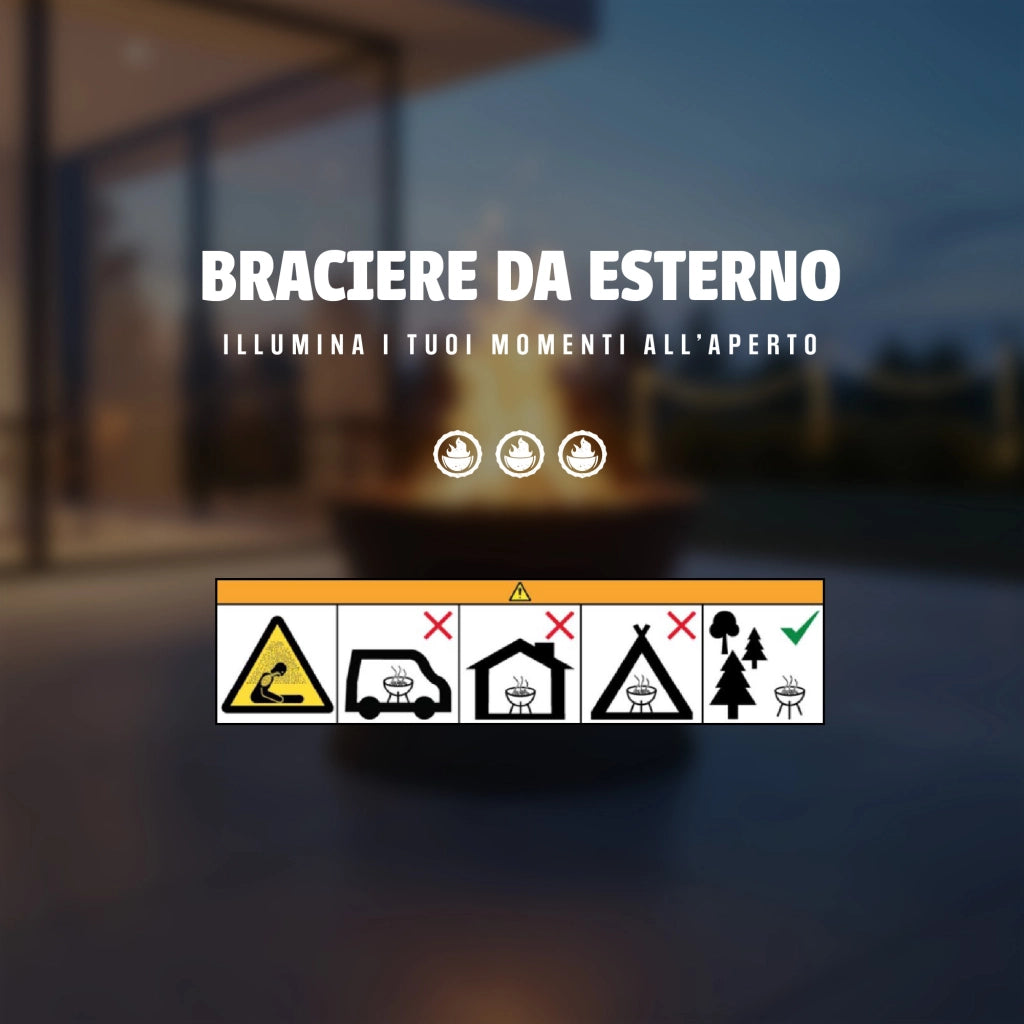 Braciere da Esterno a Legna in Ferro Verniciato a Polvere, Fire Pit Rotondo
