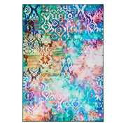 Tappeto a tessitura piana in stile boho orientale con vivace motivo stampato multicolore 140 x 200 cm