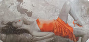 Quadro da Parete Dipinto Medio Donna Sdraiata Arancio 60 x 120 cm