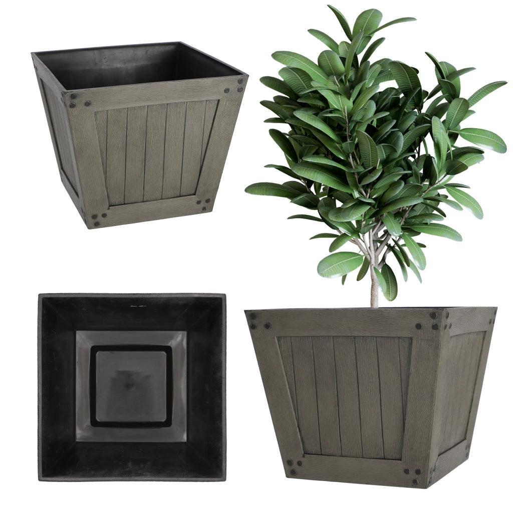 Vaso da fiori KADAX, quadrato, 30 cm, per balcone o terrazzo, grigio.
