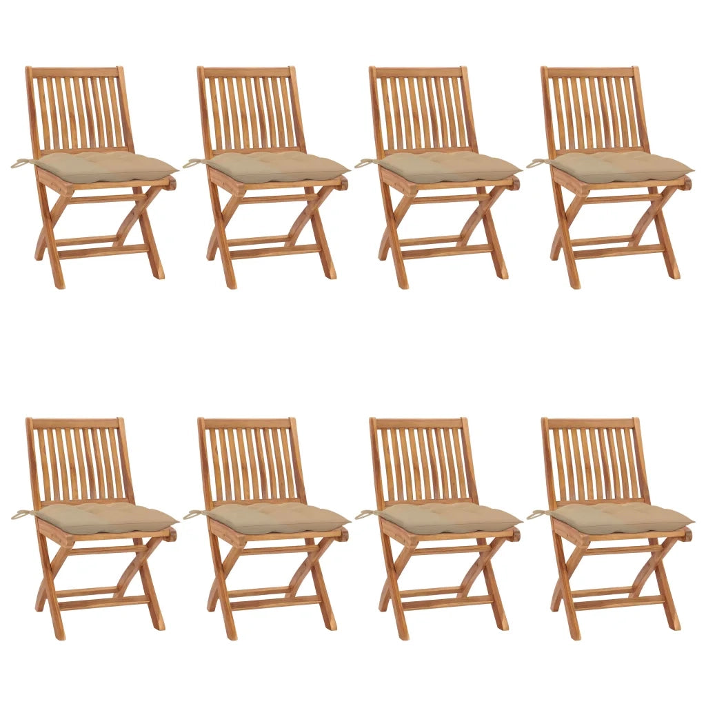Sedie da Giardino Pieghevoli con Cuscini 8 pz Massello di Teak cod mxl 75265