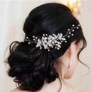 Accessorio di Cappellino per la Sposa - Design Elegante - Argento - Strass e Perle - Adatto per Spose e Damigelle - 13,2 x 9,3