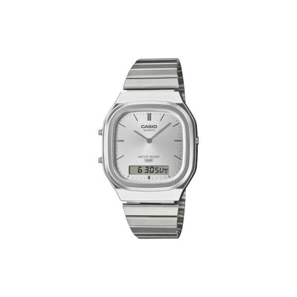 Orologio casio aq 240e 7aef vintage silver