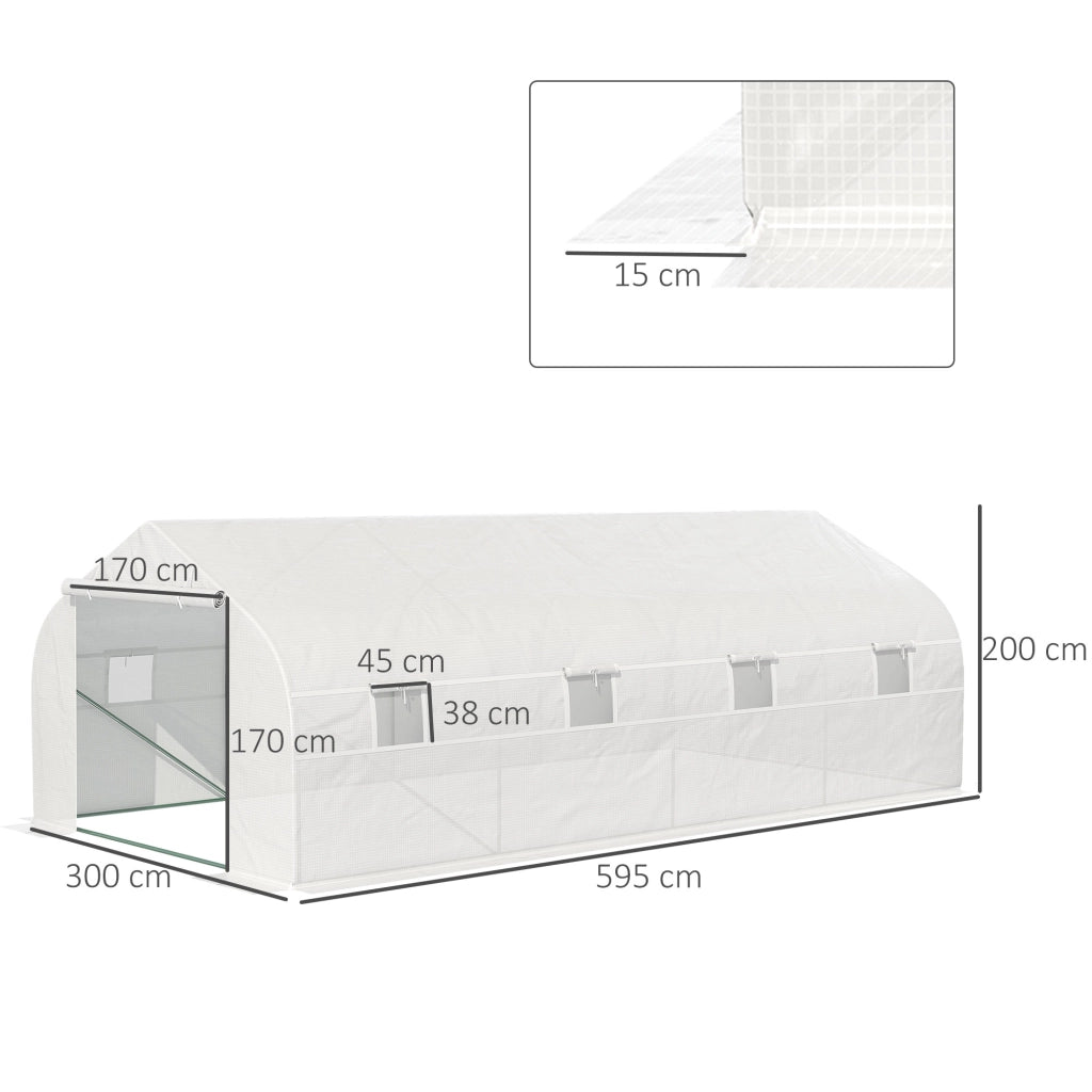 Serra da Giardino ¨C zephmum ¨C Acciaio e PP, Verde, 6x3x2m, 8 Finestre, Porta Avvolgibile