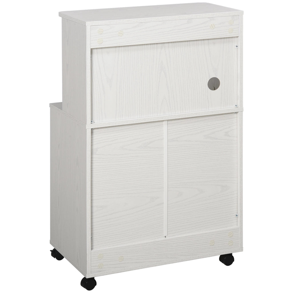 Carrello per microonde con ante ¨C zephmum ¨C bianco 60.4x40.3x97 cm