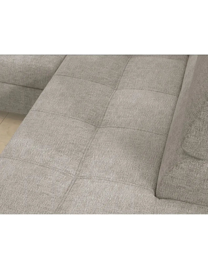 Divano ad angolo convertibile PALAZZO 4 posti beige – angolo sinistro con contenitore