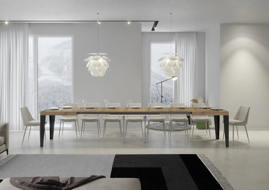 Tavolo allungabile 90x130/390 cm Flaris Quercia Natura telaio Antracite