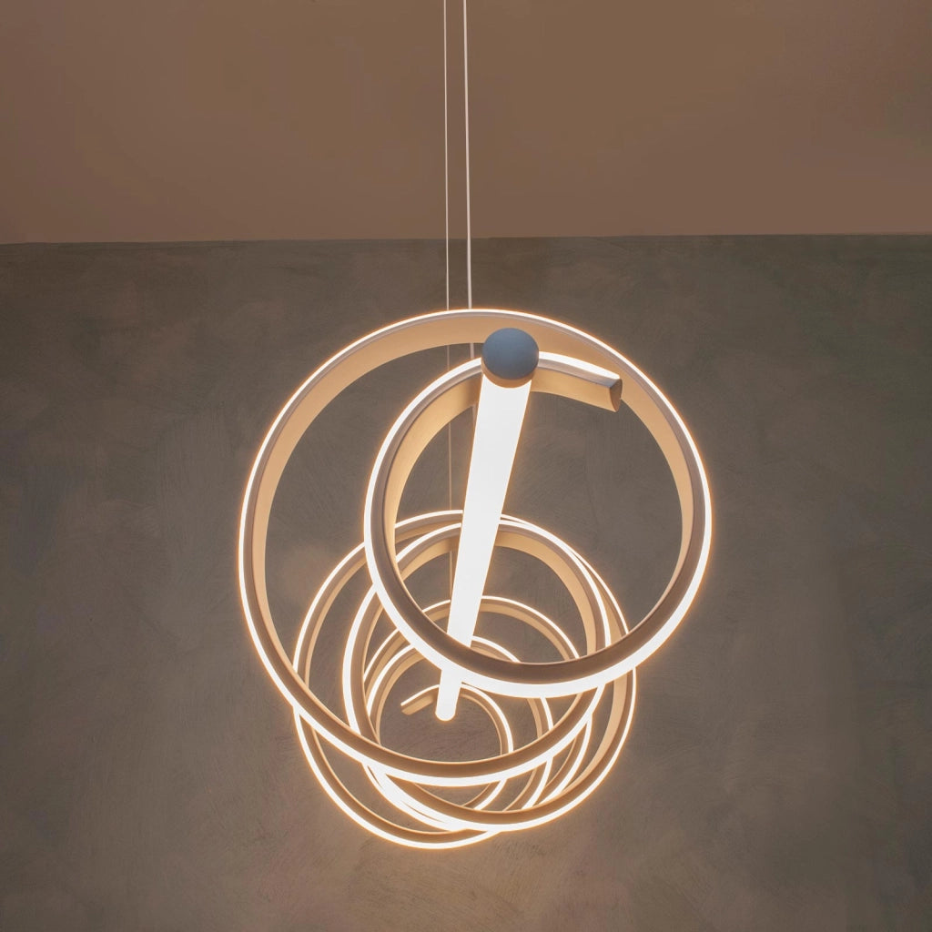 Lampadario moderno pendente bianco stilizzato 60W barra luce doppio LED sospensione tavolo  cucina ristorante 230V - 4000K