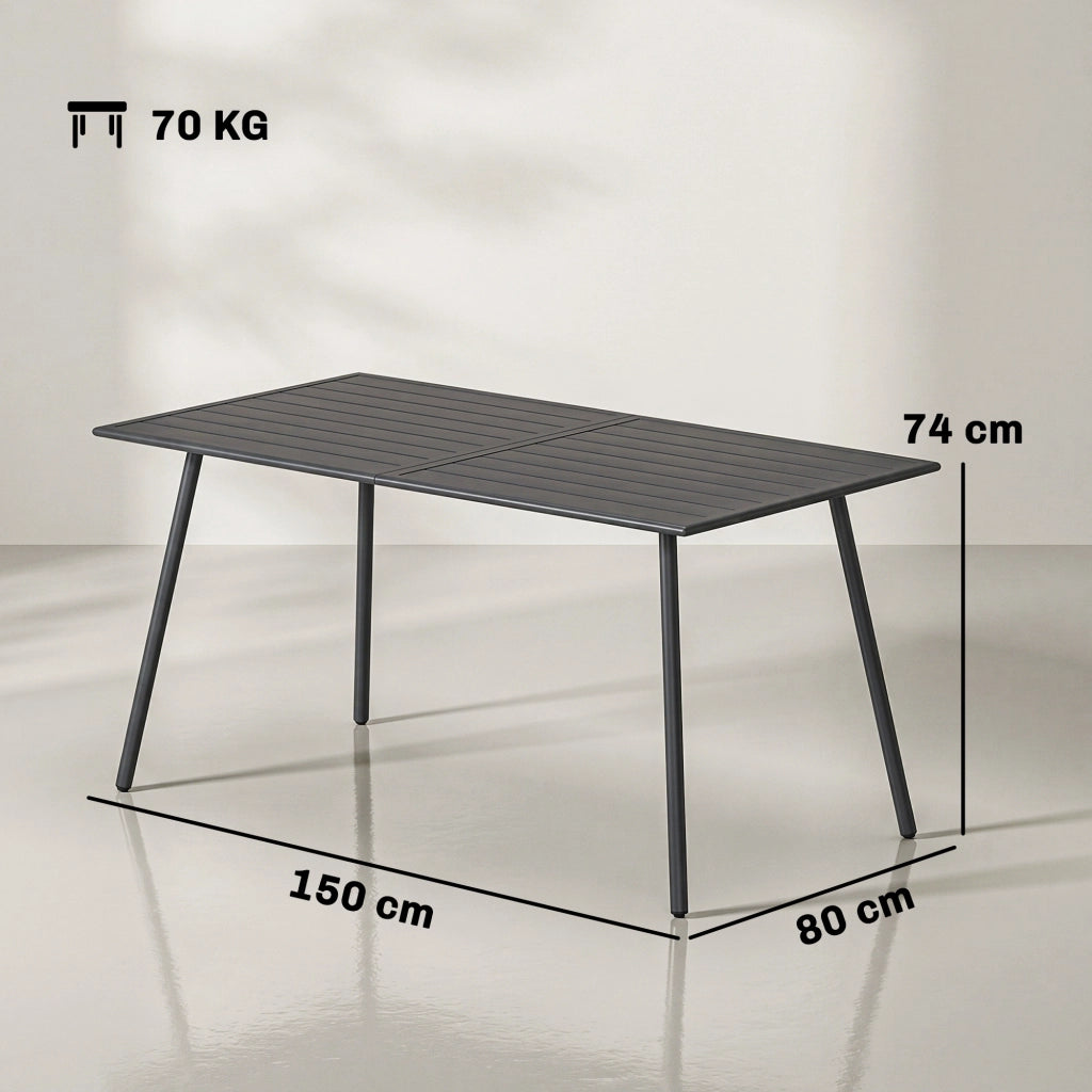 Tavolo da pranzo per giardino ¨C zephmum ¨C 150x80x74 cm, grigio