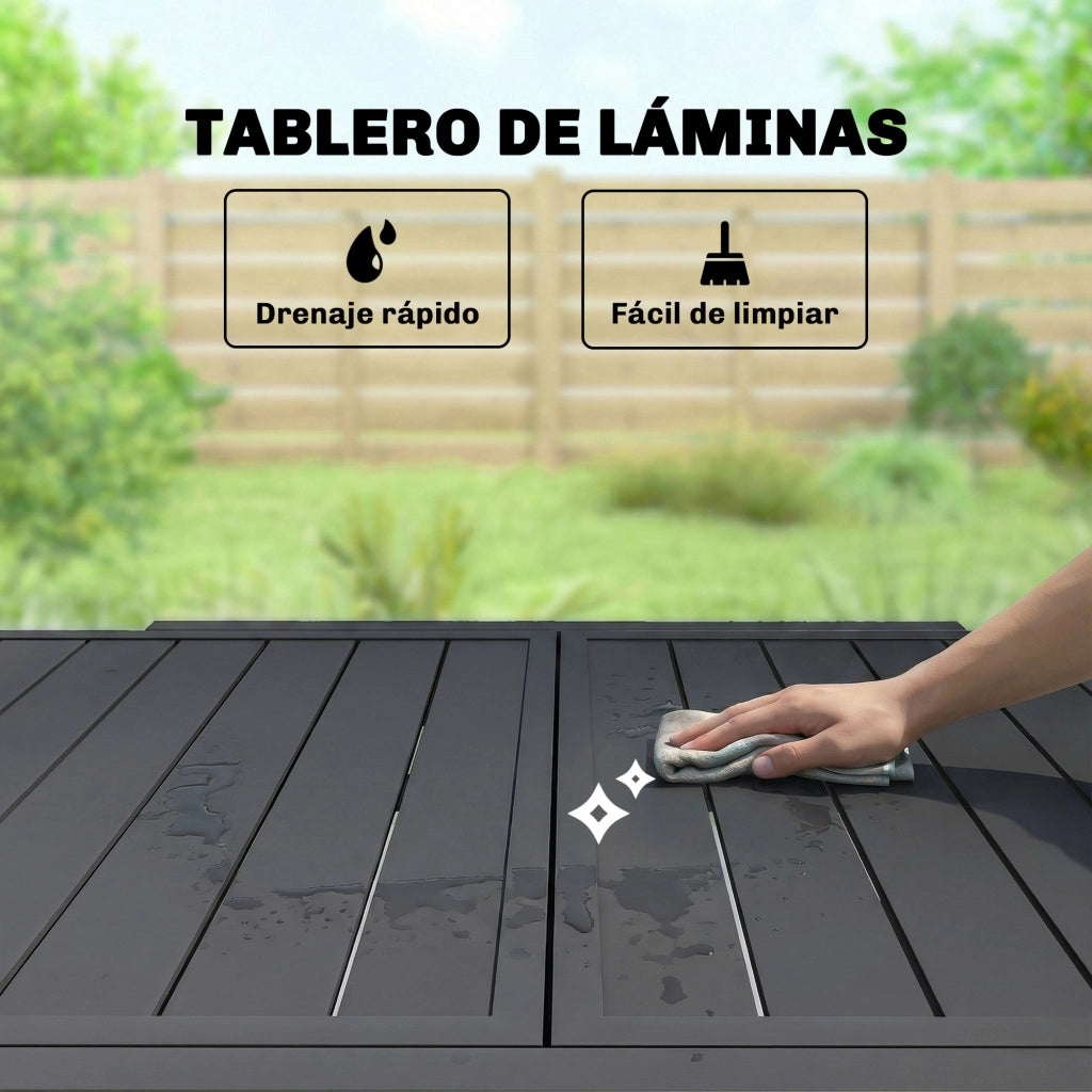 Tavolo da pranzo allungabile esterno rettangolare ¨C zephmum ¨C Nero 80x80x160 cm