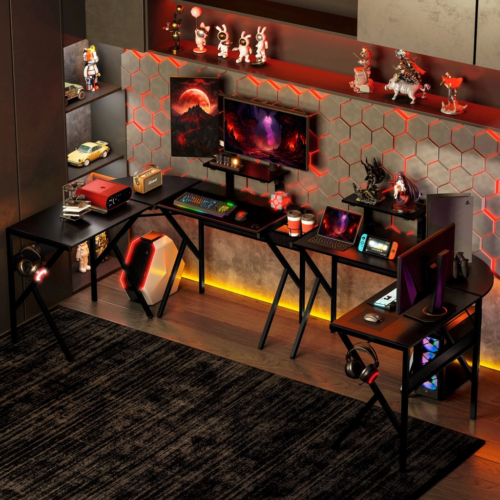 Scrivania Gaming Angolare ¨C Zephmum ¨C Nero 125x125 cm