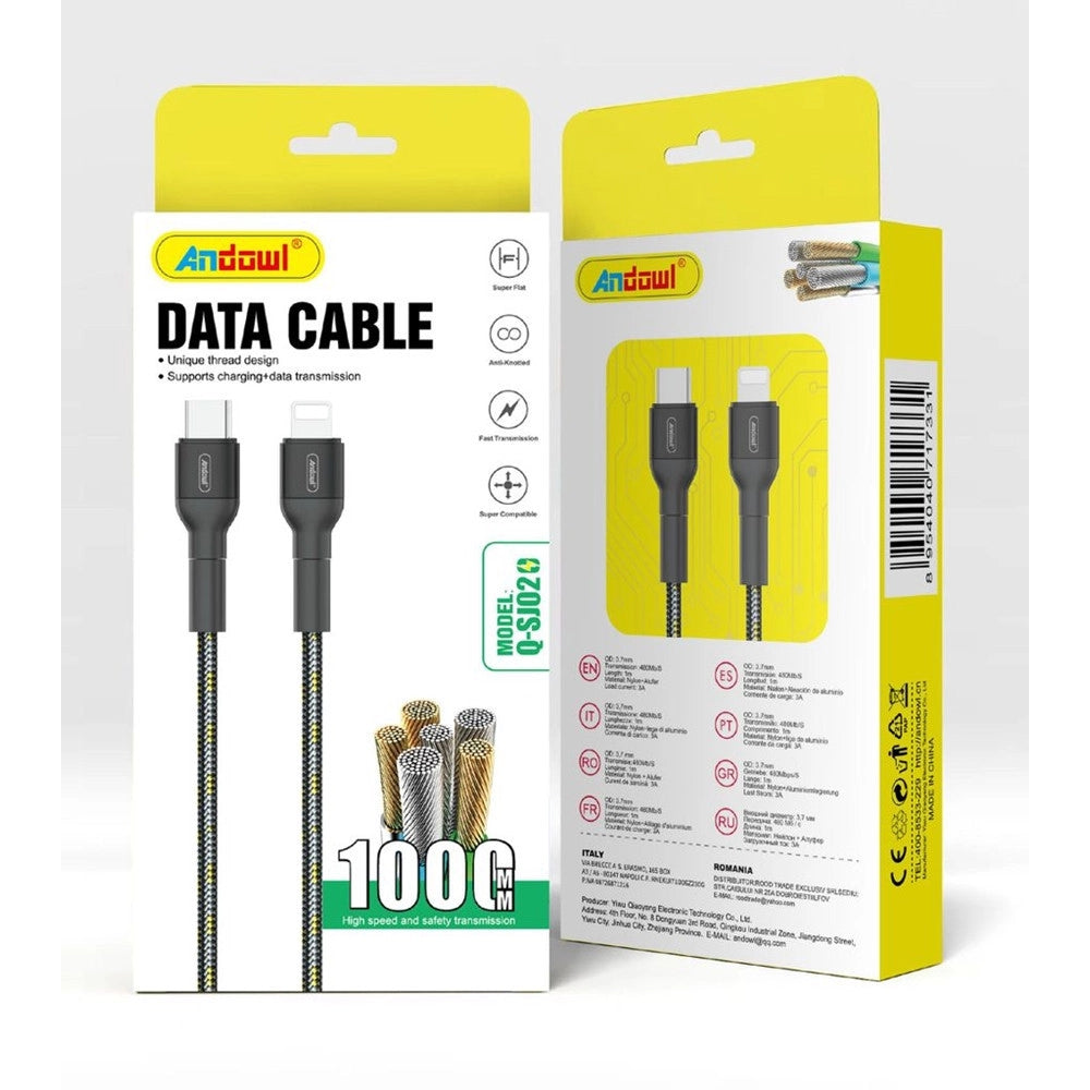 Trade Shop - Cavo Di Ricarica Trasferimento Dati Intrecciato Da 1 Mt Da Type-c A Lightning Q-sj02 -
