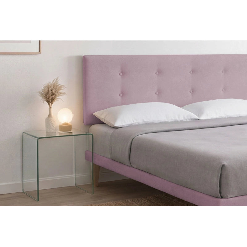 Letto imbottito Matrimoniale 160x190 cm Button - Con rete,Glicine,Microfibra