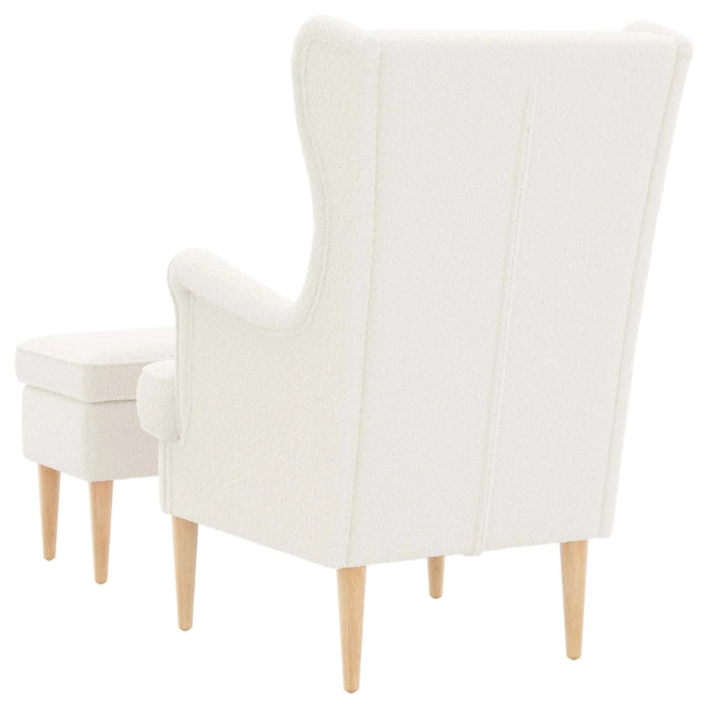 Poltrona con Ottomano 2 pz Crema Bouclé 3418834