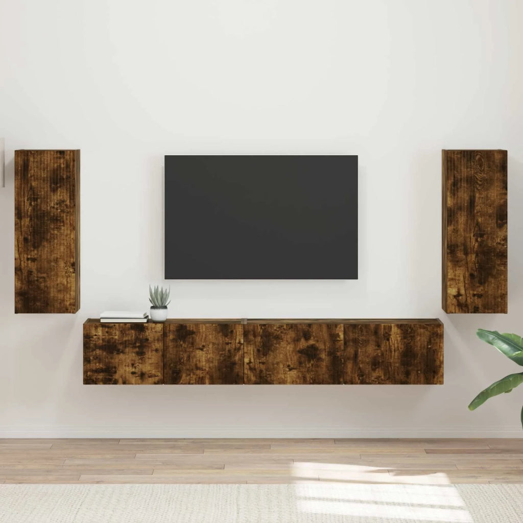 Set mobile TV 4 pcs Rovere fumé Legno multistrato
