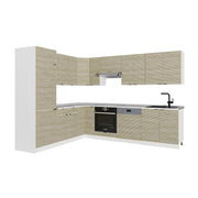 Cucina angolare completa Fame-Line Pannello in quercia/Bianco 287 x 60 cm, PL Marmo Vicco