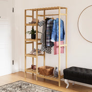Stand Appendiabiti 'Smørum' 160 x 100 x 30 cm Organizzatore Guardaroba con Barra Porta Abiti e Ripiani Laterali Struttura in Legno di Pino [en.casa]