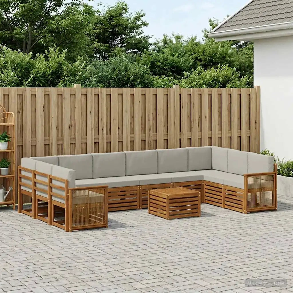 Set di divani da esterno 8 pcs Naturale e Grigio Chiaro 3384927