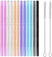 Set di canne da frullato 12 pezzi - Canne da frullato riciclabili - Set di canne da frullato 2 pezzi - Canne da frullato con glitter - Canne da frullato spesse - Ideali per frullati - Canne da frullato per bevande
