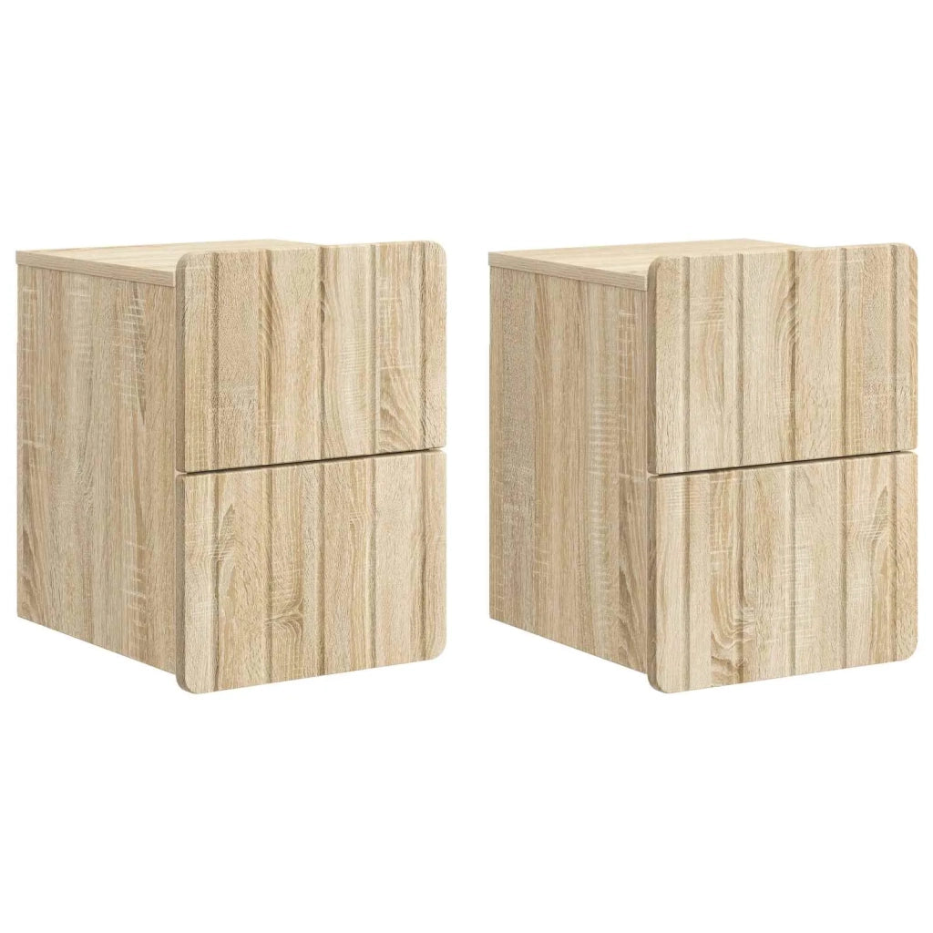 Mobiletto da notte a muro 2 pcs Rovere Sonoma 33 x 34,5 x 43 cm