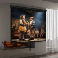 Telo Proiettore 120" Regolabile con Montaggio a Soffitto e Parete, Formato 4:3, 244x183cm, Bianco e Nero