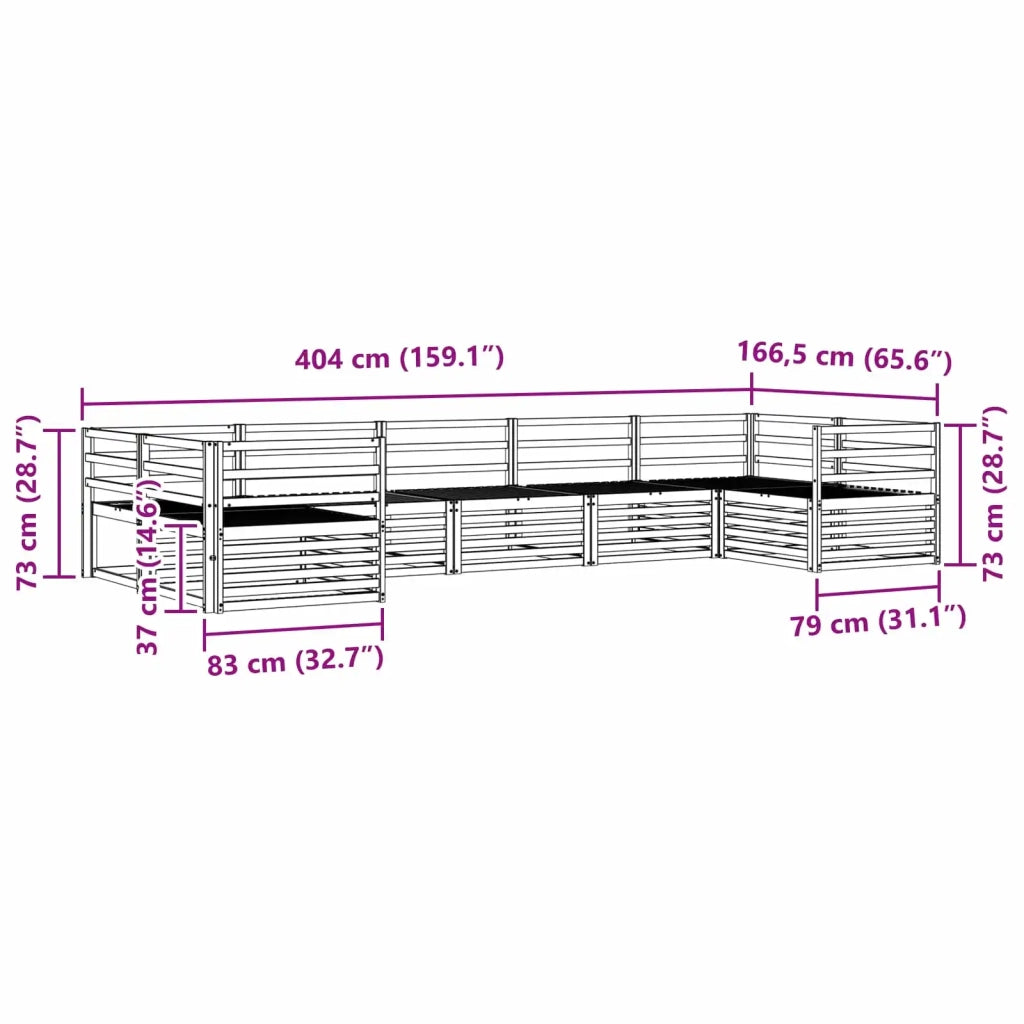 Set divani 7 pcs Naturale Legno di Acacia Massello 3374039