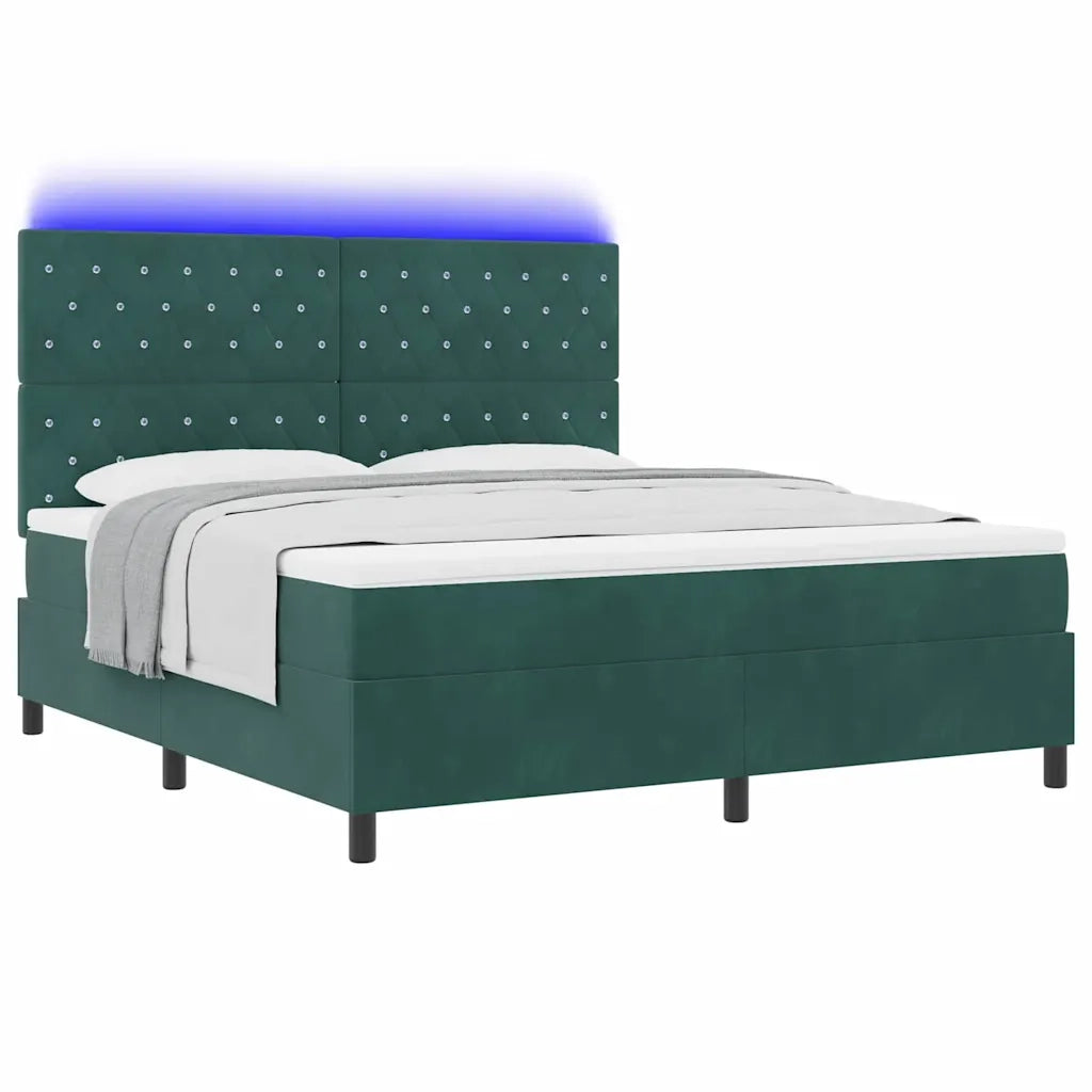 Letto a Sorgente LED Verde Scuro 180 x 200 cm Velluto 3343265