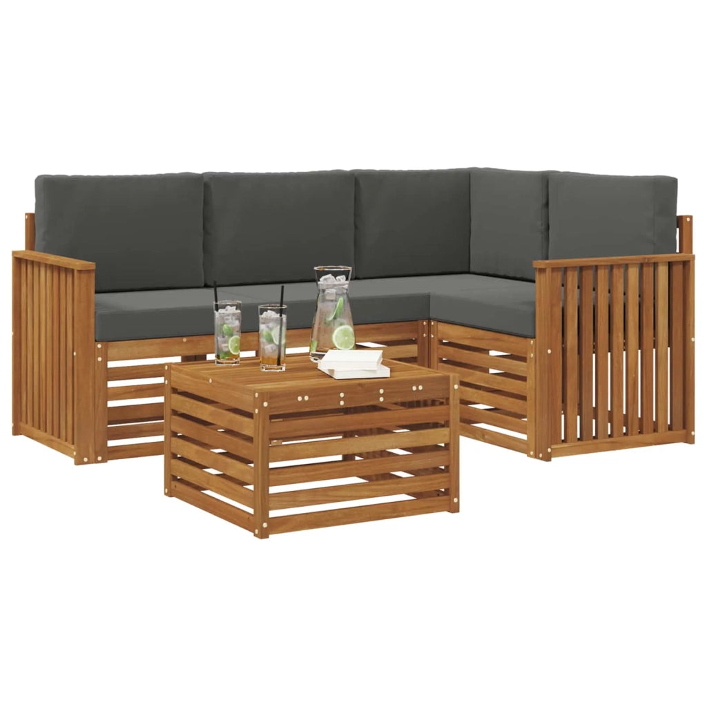 Set di divani da esterno con cuscino 5 pcs Naturale e Antracite 3374767
