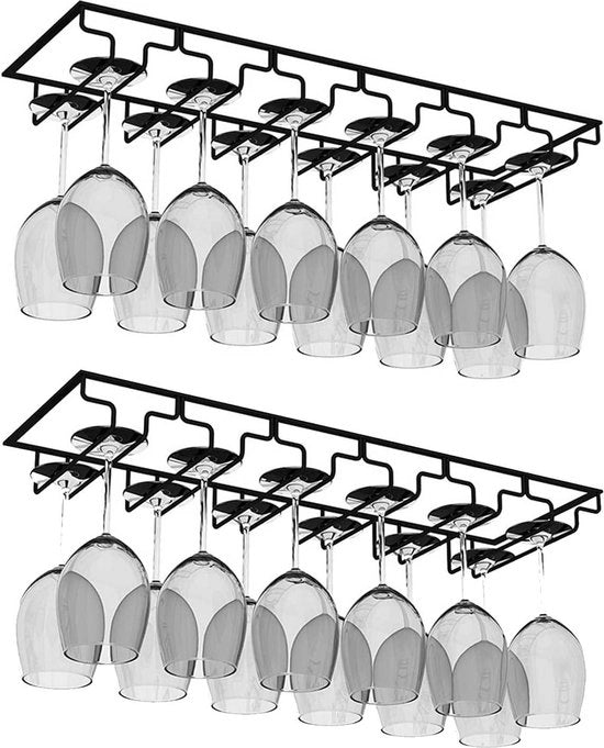 Rack per Vino da Sotto il Cassetto con 6 Posizioni e 12 Coppe - Set di 2 Pacchi