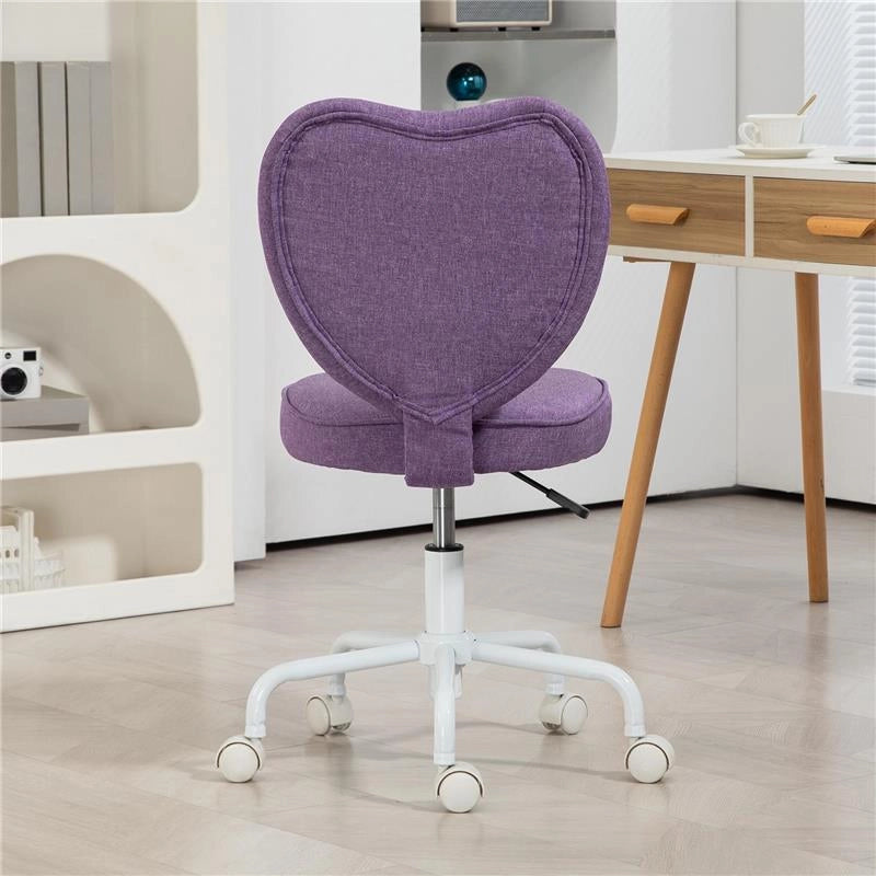 SEDIA PER SCRIVANIA A CUORE CON 5 ROTELLE E ALTEZZA REGOLABILE IN TESSUTO 40X50X79-89 CM VIOLA