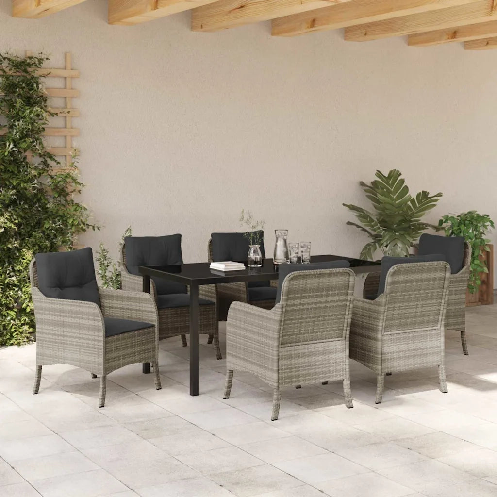 Set da Pranzo per Giardino 7 pcs Grigio chiaro polyrattan 3380187
