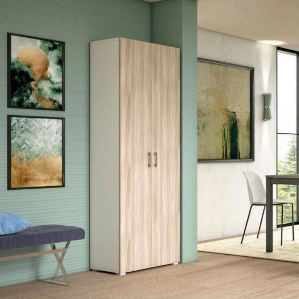 Angy, Armadio Multiuso 2 Ante un Cassetto Made in Italy, 72x195h cm Marrone Rovere